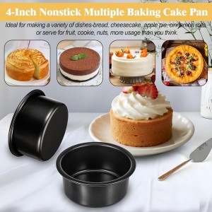 4 Inch Cake Pan Set of 3, Nonstick Smash Cake Pans with 100PCS Parchment Paper for Christmas Birthday, Round Mini Cake Pans Tin for Baking Layer Cakes Small Cheesecake, Straight Side & Dishwasher Safe