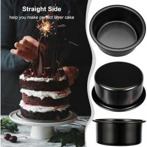 4 Inch Cake Pan Set of 3, Nonstick Smash Cake Pans with 100PCS Parchment Paper for Christmas Birthday, Round Mini Cake Pans Tin for Baking Layer Cakes Small Cheesecake, Straight Side & Dishwasher Safe