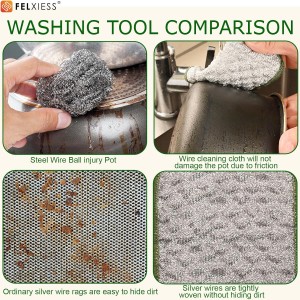 2026 New Double Side Non Scratch Wire Dishcloths,Multipurpose Wire Dishwashing Rags for Wet and Dry, Reusable Metal Dish Cloth,Wire Miracle Cleaning Cloths for Kitchen(Silver 6Pcs)