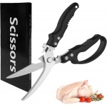Kitchen Scissors Stainless Steel Shear, Safety Lock, Sharp Heavy Duty Poultry Shears for Food, Chicken Bones, Turkey, Dishwasher Safe, 9.33 Inch, Black