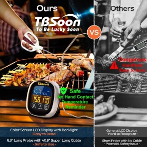 Multifunctional Digital Thermometer for Cooking,Food Thermometer+Thermometer Alarm+Kitchen Timer,Large Color Screen,Instant Read,Fast Response,grill bbq accessories,Kitchen Oven Meat Thermometer-DMT02