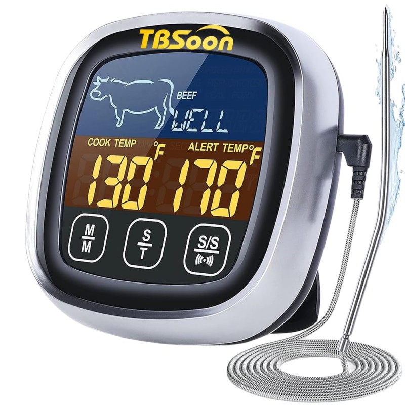 Multifunctional Digital Thermometer for Cooking,Food Thermometer+Thermometer Alarm+Kitchen Timer,Large Color Screen,Instant Read,Fast Response,grill bbq accessories,Kitchen Oven Meat Thermometer-DMT02