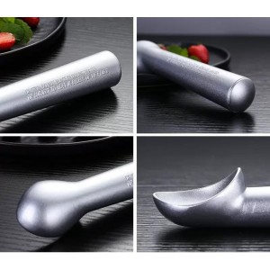 Multipurpose Heavy Duty Metal Large Ice Cream Scoop with Comfortable Handle and Ergonomic Non-Slip Grip (Short Handle-Silver)