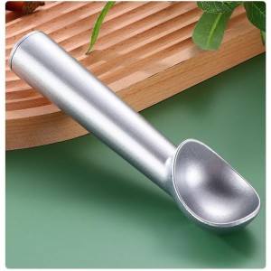 Multipurpose Heavy Duty Metal Large Ice Cream Scoop with Comfortable Handle and Ergonomic Non-Slip Grip (Short Handle-Silver)