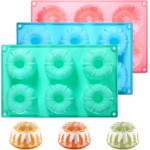 3 PCS Bundt Cake Pans for Baking, Non-stick Silicone Molds for Baking Jellies, Muffins, Donuts，Cookies, Cupcakes，6-Cavity Mini Cake Pans (Pumpkin Shape)