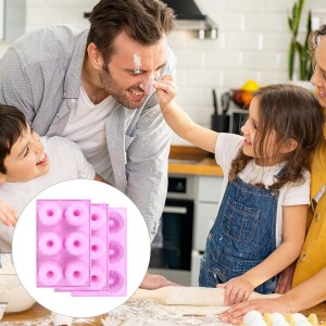 3 PCS Bundt Cake Pans for Baking, Non-stick Silicone Molds for Baking Jellies, Muffins, Donuts，Cookies, Cupcakes，6-Cavity Mini Cake Pans(Pumpkin,Purple)