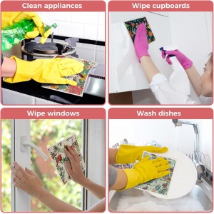 10PCS Swedish Dishcloths for Kitchen, Reusable Dish Rags for Washing Dishes with Clips, Non-Scratch Kitchen Towels and Dishcloths Sets, Washable Swedish Dish Cloths, No Odor(Birds Flowers)