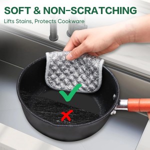 12 PCS Five-Layer Non-Scratch Multipurpose Steel Wire Dishcloths, Reusable Quick-Dry Odor-Free Scrub Cloths for Dishes, Kitchen Cleaning Cloths for Cookware, Sinks, Stove