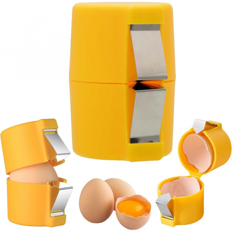 Egg Cracker Tool | Easy Shell Egg Opener | Handheld Egg Seperator Tool | Perfect for Baking, Scrambled Eggs & Omelets – No Mess, No Shell Pieces (Yellow - 1 Pc)