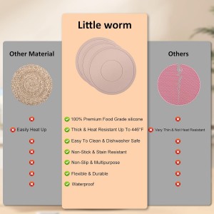 Silicone Trivet Mats 3 Pack Heat Resistant Pot Holders, Multipurpose Non-Slip Hot Pads for Kitchen Potholders, Hot Dishers, Jar Opener, Spoon Holder (Brown)