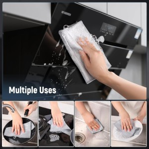 3 Layers Non Scratch Wire Dish Cleaning Supplies 12PCS - Wire Dishwashing Rag Home Essentials-Reusable Steel Wool Scrubber Washcloths,Kitchen Towels and Dishcloths Set for Pans Sinks & Cookware