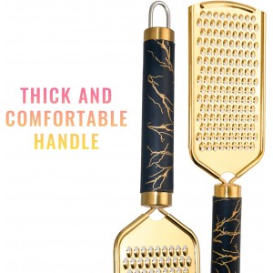 Professional Cheese Grater, Gold Stainless Steel Cheese Grater Handheld, Grater Hand Crank, Practical Kitchen Gadgets, Graters for Cheese, Chocolate, Spices (Coarse)