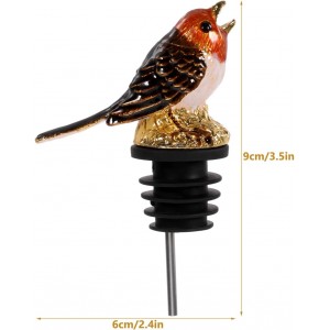 Bird Wine Pourer Aerator Stopper: Alloy Bottle Spout Pourer Decorative Gold Bartending Supplies Bar Accessory for Wine and Liquor Bottles