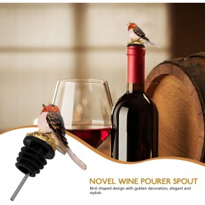 Bird Wine Pourer Aerator Stopper: Alloy Bottle Spout Pourer Decorative Gold Bartending Supplies Bar Accessory for Wine and Liquor Bottles