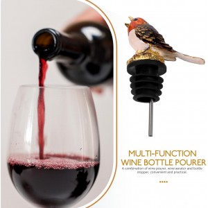 Bird Wine Pourer Aerator Stopper: Alloy Bottle Spout Pourer Decorative Gold Bartending Supplies Bar Accessory for Wine and Liquor Bottles