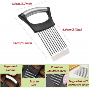 Upgraded Stainless Steel Lemon Slicer Onion Cutter, Onion Holder for Slicing, Vegetable Cutter Kitchen Chopper Slicing Assistant Tool for Potato and Tomato Avocados Eggs Meat (1, Pink)