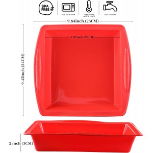 Silicone Square Brownie Pan 2 Pack, 8x8 Baking Pan for Brownies, Cakes, Bread, Pie & Lasagna – BPA Free, Heat Resistant, Flexible Silicone baking mold, Oven, Microwave, Dishwasher Safe