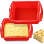 Silicone Square Brownie Pan 2 Pack, 8x8 Baking Pan for Brownies, Cakes, Bread, Pie & Lasagna – BPA Free, Heat Resistant, Flexible Silicone baking mold, Oven, Microwave, Dishwasher Safe