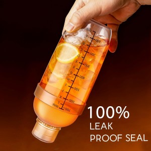 Plastic Cocktail Shaker with Measuring Scale 24oz (700ml), Leak-Proof & Shatter-Resistant Drink Mixer for Bartending, Protein Shakes, Iced Coffee & Milk Tea