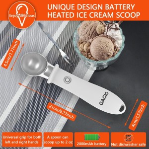 Heated Ice Cream Scoop Rechargeable – Upgraded 2026 Electric Warming Scooper for Rock Hard Ice Cream, Dual Temp 113℉/140℉, Safety Lock & Waterproof Ergonomic Handle (White)