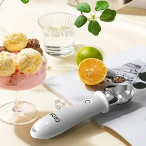 Heated Ice Cream Scoop Rechargeable – Upgraded 2026 Electric Warming Scooper for Rock Hard Ice Cream, Dual Temp 113℉/140℉, Safety Lock & Waterproof Ergonomic Handle (White)