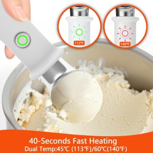 Heated Ice Cream Scoop Rechargeable – Upgraded 2026 Electric Warming Scooper for Rock Hard Ice Cream, Dual Temp 113℉/140℉, Safety Lock & Waterproof Ergonomic Handle (White)