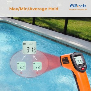 Elitech Laser Temperature Gun, Non-Contact Digital Infrared Thermometer, Adjustable Emissivity, Backlight, Handheld for Grill, Meat, Food, Candy, Automotive, HVAC Tools, -50~530°C(-58~986°F), DIT-220