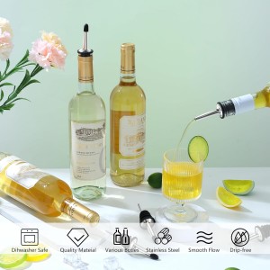 mwellewm 50 Pcs Liquor Pour Spouts, Stainless Steel Liquor Bottle Pourers for Alcohol Speed Pourers for Liquor Bottles Bartending Oil Vinegar and Wine Bar Bartender Accessories