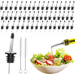 mwellewm 50 Pcs Liquor Pour Spouts, Stainless Steel Liquor Bottle Pourers for Alcohol Speed Pourers for Liquor Bottles Bartending Oil Vinegar and Wine Bar Bartender Accessories