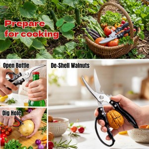 2-Pack Heavy Duty Kitchen Shears - Ultra Sharp All Purpose Food Scissors for Cutting Chicken Bones, Meat & Vegetables, Multi-Function Stainless Steel Cooking Shears (Black & Red)