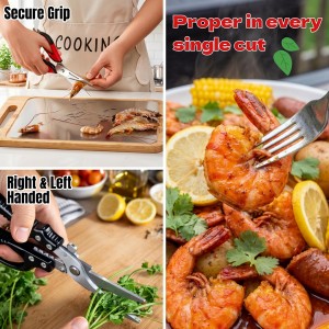 2-Pack Heavy Duty Kitchen Shears - Ultra Sharp All Purpose Food Scissors for Cutting Chicken Bones, Meat & Vegetables, Multi-Function Stainless Steel Cooking Shears (Black & Red)