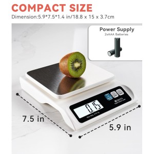 BOMATA 0.1g/ 13lb Food Scale, Digital Kitchen Scale with Removable Stainless Steel Pan, Backlit LCD Display, for Cooking, Baking B621 White