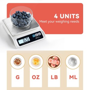 BOMATA 0.1g/ 13lb Food Scale, Digital Kitchen Scale with Removable Stainless Steel Pan, Backlit LCD Display, for Cooking, Baking B621 White