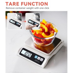 BOMATA 0.1g/ 13lb Food Scale, Digital Kitchen Scale with Removable Stainless Steel Pan, Backlit LCD Display, for Cooking, Baking B621 White