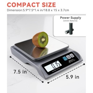 BOMATA 0.1g/ 13lb Food Scale, Digital Kitchen Scale with Removable Stainless Steel Pan, Backlit LCD Display, for Cooking, Baking B621 Grey