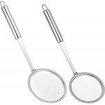 Fat Skimmer Spoon, Stainless Steel Fine Mesh Strainer - Fat Skimmer For Cooking, Food Strainer for Grease, Foam & Oil - 2 Pack (10cm & 12cm)