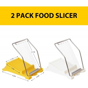 2 PACK Multi-purpose Stainless Steel Wire Boiled Egg Slicer,Cuts 10 Slicers for Luncheon Meat,Cheese,Butter,Banana,Avocados