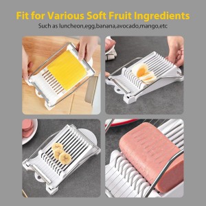 2 PACK Multi-purpose Stainless Steel Wire Boiled Egg Slicer,Cuts 10 Slicers for Luncheon Meat,Cheese,Butter,Banana,Avocados