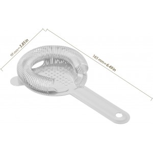 6 PCS Cocktail Strainer Bulk, 3.9 X 6.5 Inch Stainless Steel Bar Strainer, Bar Tools Drink Strainer for Home and Professional Bartenders