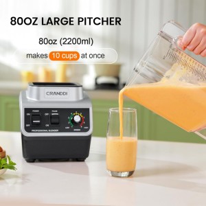 CRANDDI Professional Smoothie Blender, 80oz Countertop Blenders for Smoothies, Shakes & Ice Crushing, 1500W Compact Commercial Kitchen Blender with Stainless Steel Blade, 120V, K96