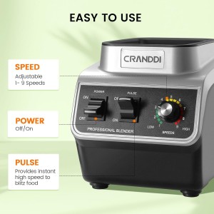 CRANDDI Professional Smoothie Blender, 80oz Countertop Blenders for Smoothies, Shakes & Ice Crushing, 1500W Compact Commercial Kitchen Blender with Stainless Steel Blade, 120V, K96