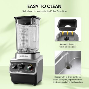 CRANDDI Professional Smoothie Blender, 80oz Countertop Blenders for Smoothies, Shakes & Ice Crushing, 1500W Compact Commercial Kitchen Blender with Stainless Steel Blade, 120V, K96