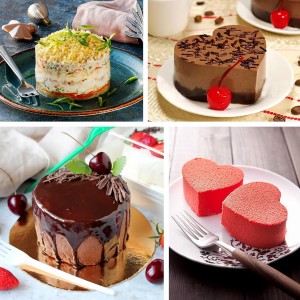 6 Pack Cake Ring Molds with 1 Pusher 1 Lifter, 3 Inch Seamless Mini Cheese Cake Cutter Ring Set, Stainless Steel Mini Food Mold for Mousse, Food Plating, Cookies, Baking (Round)