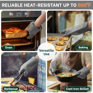 Beneno BPA-Free Silicone Oven Mitt 2-Pack Set, Heat Resistant 500°F Oven Mitts with Non-Slip Grip, Soft Thicker Lining, 7