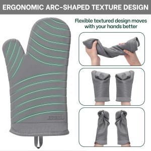 Beneno BPA-Free Silicone Oven Mitt 2-Pack Set, Heat Resistant 500°F Oven Mitts with Non-Slip Grip, Soft Thicker Lining, 7