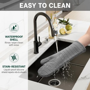 Beneno BPA-Free Silicone Oven Mitt 2-Pack Set, Heat Resistant 500°F Oven Mitts with Non-Slip Grip, Soft Thicker Lining, 7