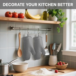 Beneno BPA-Free Silicone Oven Mitt 2-Pack Set, Heat Resistant 500°F Oven Mitts with Non-Slip Grip, Soft Thicker Lining, 7