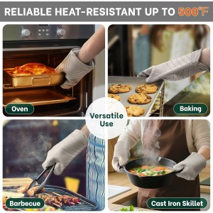 Beneno BPA-Free Silicone Oven Mitt 2-Pack Set, Heat Resistant 500°F Oven Mitts with Non-Slip Grip, Soft Thicker Lining, 7