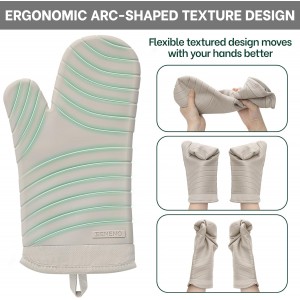 Beneno BPA-Free Silicone Oven Mitt 2-Pack Set, Heat Resistant 500°F Oven Mitts with Non-Slip Grip, Soft Thicker Lining, 7