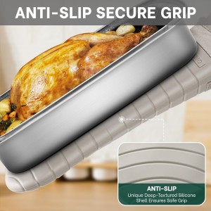 Beneno BPA-Free Silicone Oven Mitt 2-Pack Set, Heat Resistant 500°F Oven Mitts with Non-Slip Grip, Soft Thicker Lining, 7